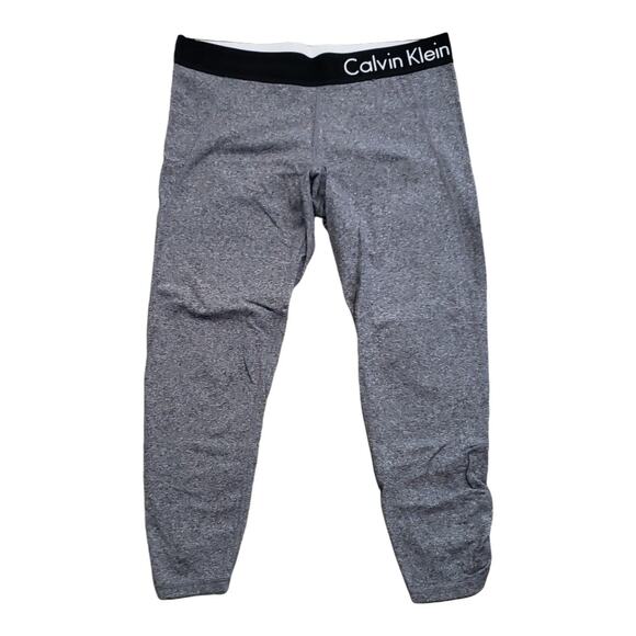 Calvin Klein Performance Quick Dry Elastic Waist Gray Cropped Ankle Leggings - Picture 1 of 6